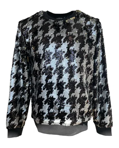 Any Old Iron Gold / Black / Silver Men's Dogstooth Reversible Sequin Sweatshirt In Gold/black/silver