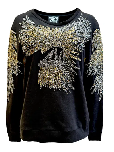 Any Old Iron Gold / Black / Silver Men's Golden Beady Eagle Beaded Sweatshirt In Gold/black/silver