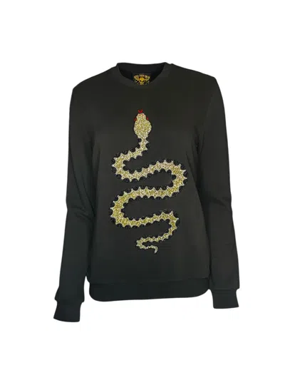 Any Old Iron Gold / Black / Silver Men's Beaded Multicolor Black Snake Cotton Sweatshirt