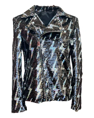 Any Old Iron Men's Black Side Frightening Lightning Sequin Moto