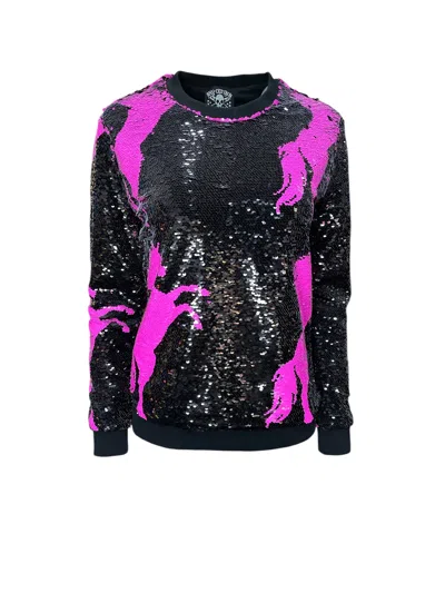 Any Old Iron Pink / Black Men's Pink Pony Sequin Sweatshirt In Multi