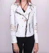 ANY OLD IRON SEQUIN MOTO JACKET IN WHITE AND GOLD
