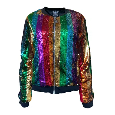 Any Old Iron Women's  Rainbow Bomber Jacket In Black/purple/red/yellow