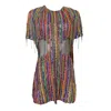 Any Old Iron Women's Hand-beaded Rainbow Fringe Dress In Red