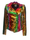 Any Old Iron Women's Rainbow Reversible Silver Sequin Moto In Black/gray