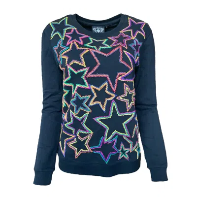 Any Old Iron Women's Black  Bright Color Star Sweatshirt