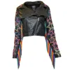 Any Old Iron Women's Black Multicolor Fringetastic Leather Moto Jacket In Black