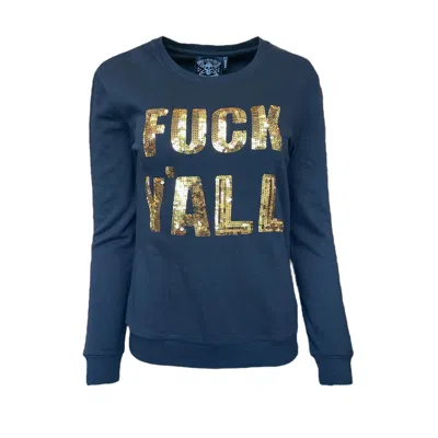 Any Old Iron Women's Black Golden Fuck Y'all Sequin Sweatshirt