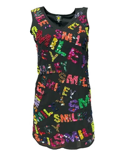 Any Old Iron Women's Black  X Smiley Beaded Dress In Blue