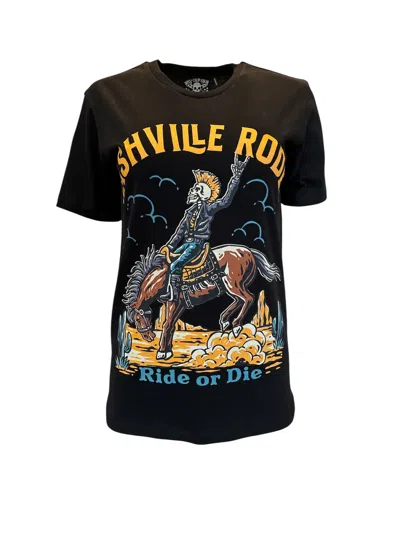 Any Old Iron Women's Black / Blue Multicolor Nashville Rodeo Cotton T-shirt
