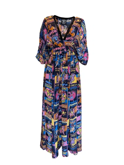 Any Old Iron Women's Black / Blue Multicolor Rodeo Kaftan Dress