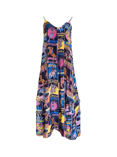 Any Old Iron Women's Black / Blue Multicolor Rodeo Ruffle Dress