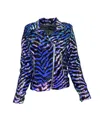 Any Old Iron Women's Black / Blue / Pink Zebra Oil Slick Sequin Moto Jacket