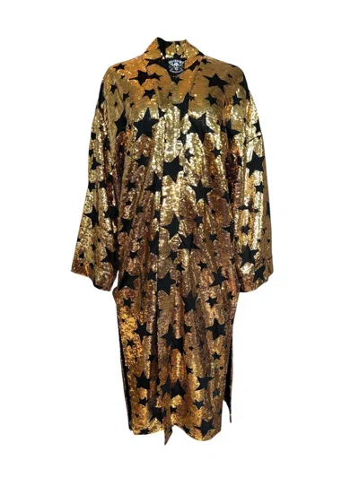 Any Old Iron Women's Black / Gold Goldie Star Sequin Duster In Black/gold