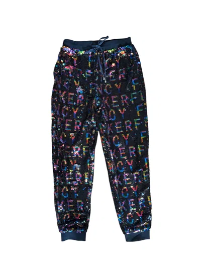 Any Old Iron Women's Black / Gold Sequin Rainbow Fancy Fucker Joggers In Black/gold