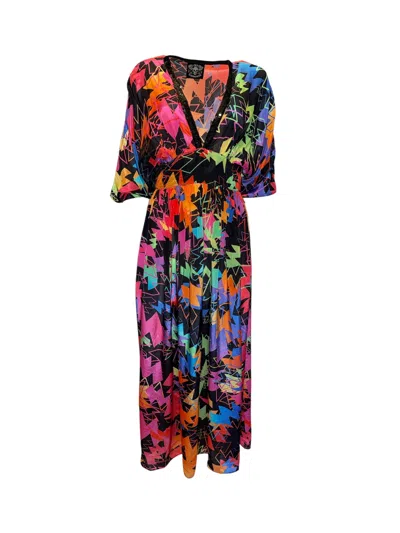 Any Old Iron Women's Black Multicolor Zowie Kaftan Dress