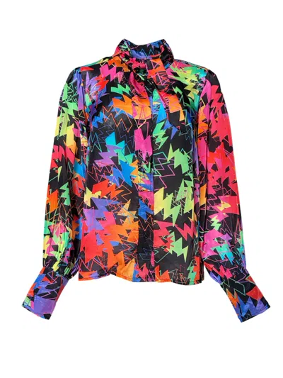 Any Old Iron Women's Black Multicolor Zowie Necktie Shirt