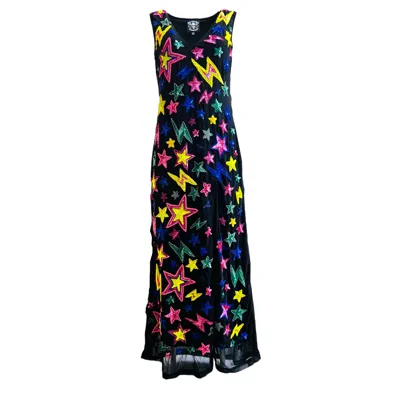 Any Old Iron Women's Black Neon Star & Lightning Beaded Gown
