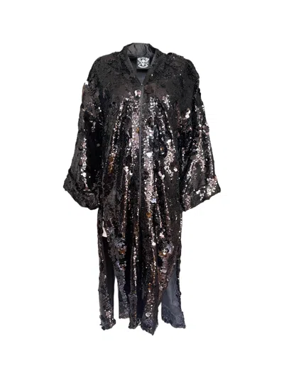 Any Old Iron Women's Black Petal To The Metal Sequin Duster