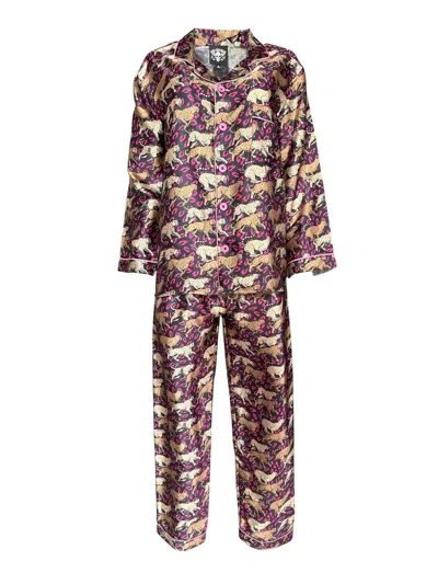 Any Old Iron Women's Black / Pink / Brown Wild Cheetah Pajamas In Black/pink/brown