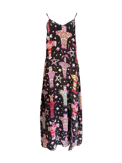Any Old Iron Women's Black / Pink Multicolor Voodoo Long Dress In Black/pink