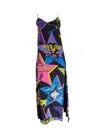 Any Old Iron Women's Black / Pink / Purple Multicolor On Tour Printed Long Dress In Multi
