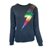 Any Old Iron Women's Black Rainbow Reversible Silver Sequin Lightning Sweatshirt In Black