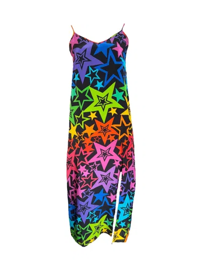 Any Old Iron Women's Black / Red Multicolor New Rainbow Star Long Dress In Blue
