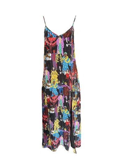 Any Old Iron Women's Black / Red Multicolor Nola Heroes Long Dress In Black/red