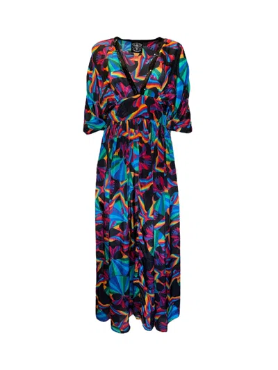 Any Old Iron Women's Black / Red Multicolor Rainbow Skull Kaftan Dress