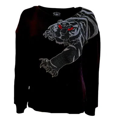 Any Old Iron Women's Black / Red / Silver  Tiger Sweatshirt In Black/red/silver