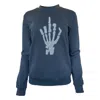 Any Old Iron Women's Black / Silver Silver Skull Finger Beaded Black Sweatshirt In Black/silver