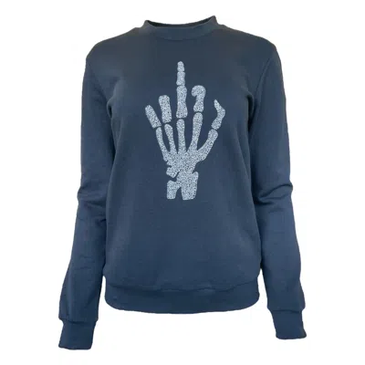 Any Old Iron Women's Black / Silver  Skull Finger Sweatshirt In Black/silver