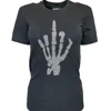 Any Old Iron Women's Black / Silver Silver Beaded Skull Finger Black T-shirt In Black/silver