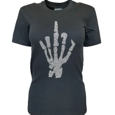 Any Old Iron Women's Black / Silver  Skull Finger T-shirt In Black/silver