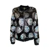 Any Old Iron Women's Black / Silver Iridescent Smiley Reversible Sequin Bomber Jacket In Black/silver