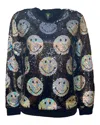 Any Old Iron Women's Black / Silver Iridescent Smiley Reversible Sequin Sweatshirt In Black/silver