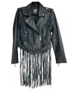 Any Old Iron Women's Black / Silver Black Leather Super Fringe Moto Jacket In Black/silver