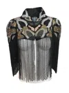 Any Old Iron Women's Black / Silver / Gold Metallic Beaded Mega Fringe Shrug In Multi