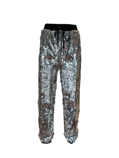 Any Old Iron Women's Black / Silver Petal To The Metal Sequin Joggers In Multi