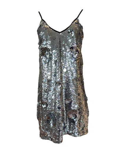 Any Old Iron Women's Black / Silver Petal To The Metal Sequin Short Dress In Multi