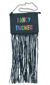 Any Old Iron Women's Black / Silver Rainbow Fancy Fucker Fringe Large Leather Bag In Black/silver