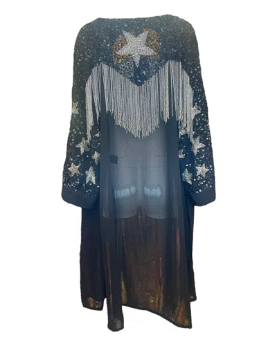 Any Old Iron Women's Black / Silver Silver And Black Beaded Western Star Duster In Blue