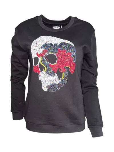 Any Old Iron Women's Black / White Hand-beaded Multicolor Infra Sweatshirt In Animal Print