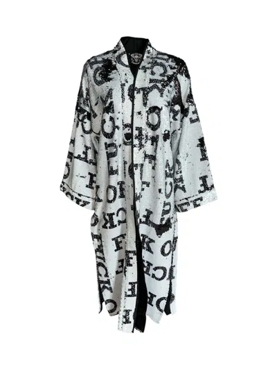Any Old Iron Women's Black / White Large Fucks Sequin Duster In Multi