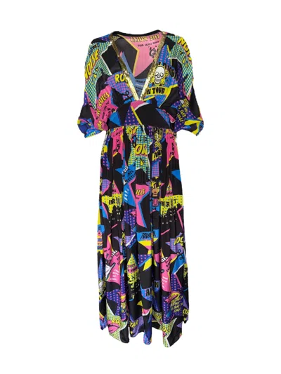 Any Old Iron Women's Black / White On Tour Printed Kaftan Dress In Multi