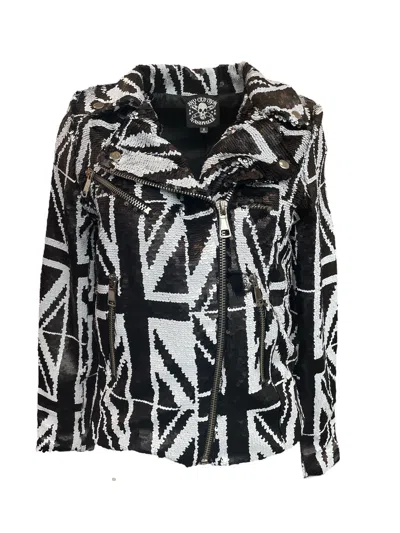 Any Old Iron Women's Black / White / Silver Black Jack Reversible Silver Sequin Moto In Black/white/silver