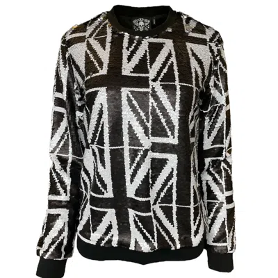 Any Old Iron Women's Black / White / Silver Black Jack Reversible Sequin Sweatshirt In Black/white/silver