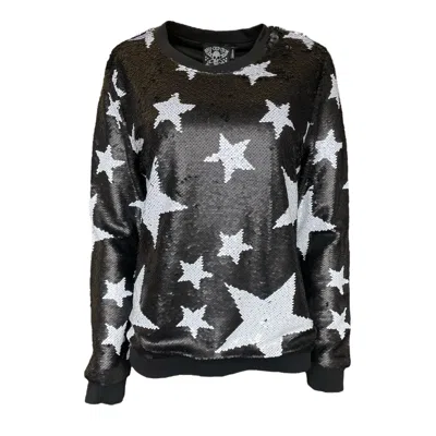 Any Old Iron Women's Black / White / Silver  Sparkle Stars Sweatshirt In Black/white/silver