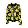 Any Old Iron Women's Black / Yellow / Orange Yellow Smiley Reversible Sequin Bomber Jacket In Black/yellow/orange
